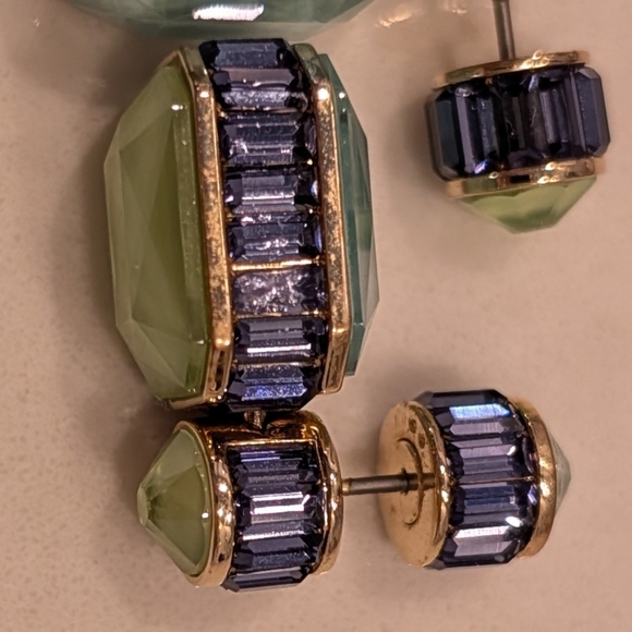 design.
Swarovski Orbita Reversible Drop Earrings - Green/ Purple/Blue - Picture 9 of 10